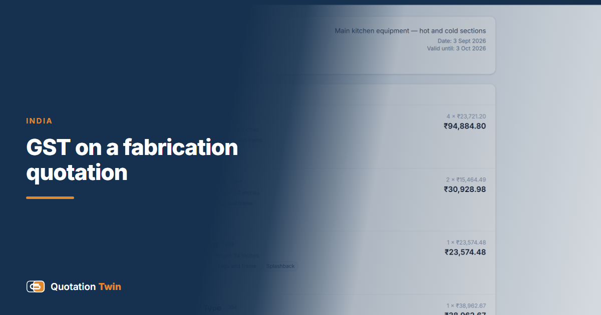A shared customer quotation showing the supplier GSTIN and the prepared-for details